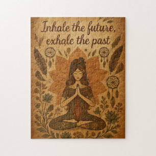 🧩 Inhale the Future, Exhale the Past – Boho Yoga Jigsaw Puzzle