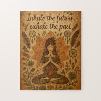 🧩 Inhale the Future, Exhale the Past – Boho Yoga Jigsaw Puzzle
