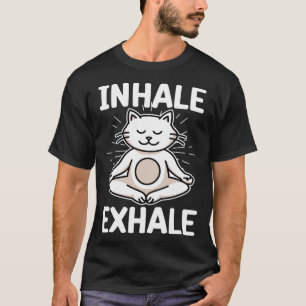 Inhale Yoga Cat Meditation Spiritual Exhale  Kitty T-Shirt