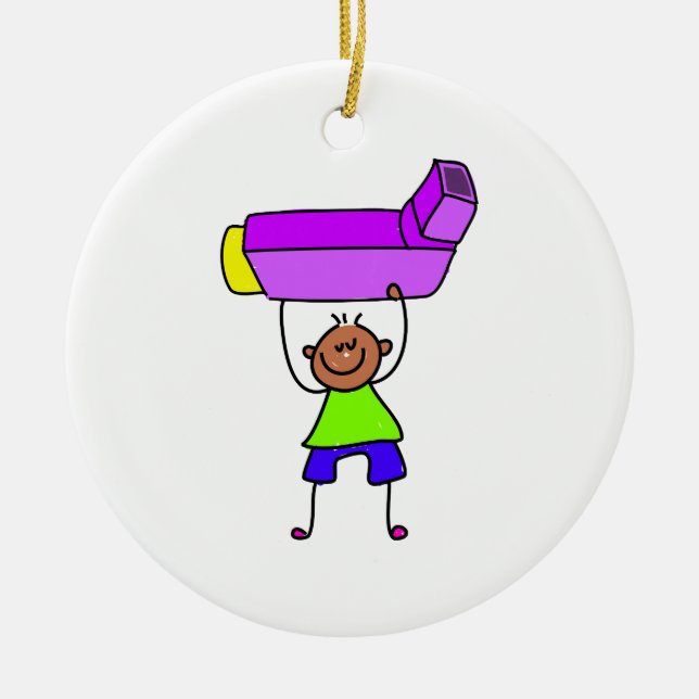 Inhaler Kid Ceramic Tree Decoration (Front)