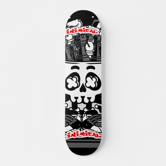 Inimical Chess Skull  Skateboard (Front)