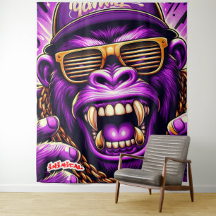 Inimical Mad Gorilla  Tapestry