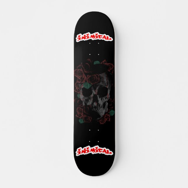 Inimical Rose Skull Skateboard (Front)