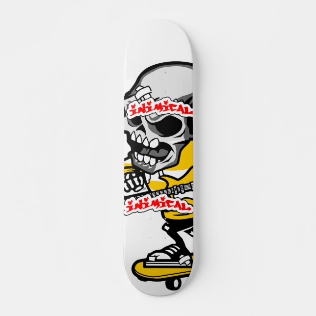 Inimical Skull Skater Skateboard Deck  (Front)