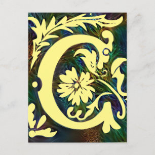 Initail Letter C Vintage Corlorul ornament Postcard