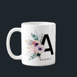 Initial 'A' Alphabet Mug Monogram Boho Watercolour<br><div class="desc">This letter 'A' Alphabet Mug is just so pretty with beautiful watercolour feathers and flowers. It is simple to customise with a name - You can even change the background colour too - Easy peasy! Check out our Printique Creative store for more customisable designs….and of course more letters in the...</div>