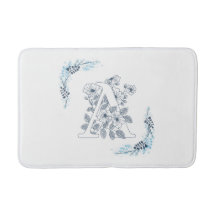 Initial "A" Blue Monogram Calm Floral