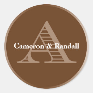 Initial A brown monogram name tag party favour