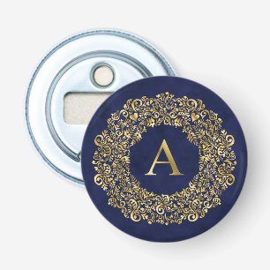 Initial A golden Damask Classic Pattern  Bottle Opener