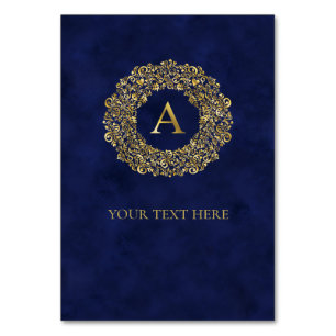 Initial A golden Damask Classic Pattern Table Number