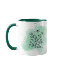 Initial A Watercolor Monogram Green Botanical 