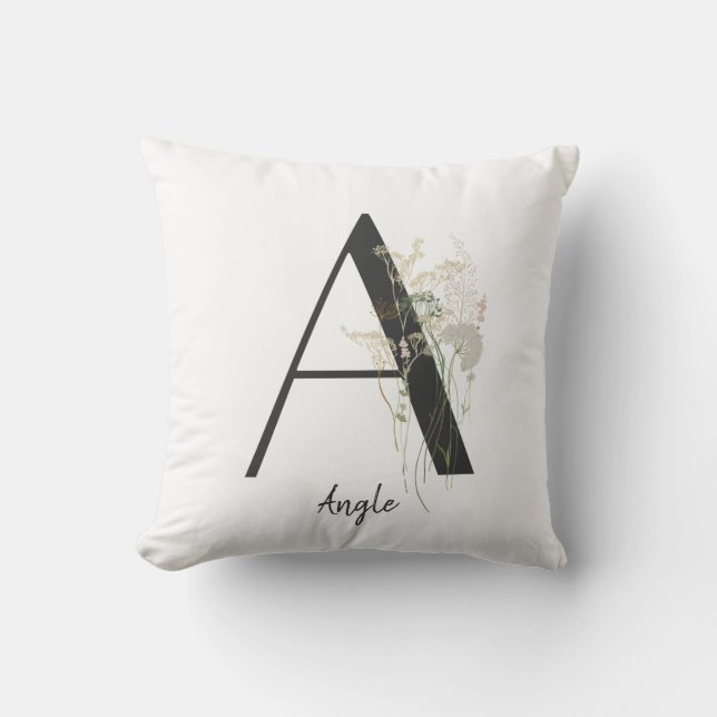 Initial A With Soft color flower  Cushion (Front)