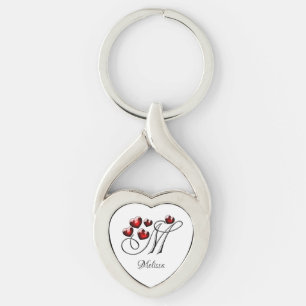 Initial and Hearts Key Ring