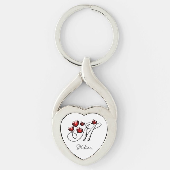 Initial and Hearts Key Ring (Front)