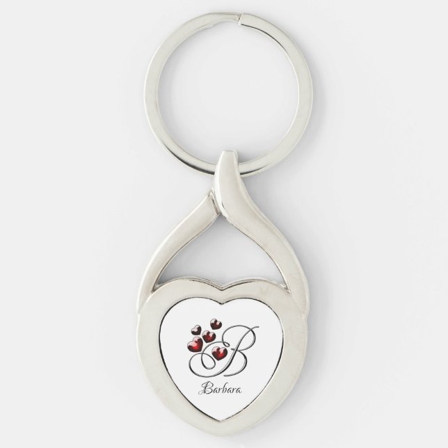 Initial and Hearts Key Ring (Front)