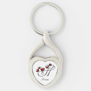 Initial and Hearts Key Ring