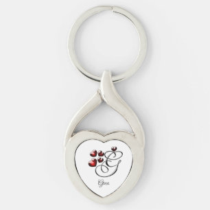 Initial and Hearts Key Ring