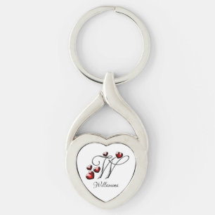 Initial and Hearts Key Ring
