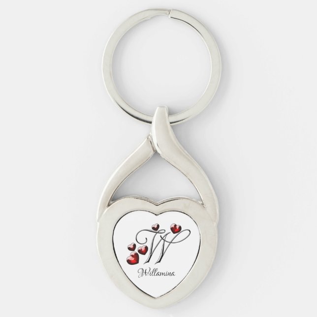 Initial and Hearts Key Ring (Front)