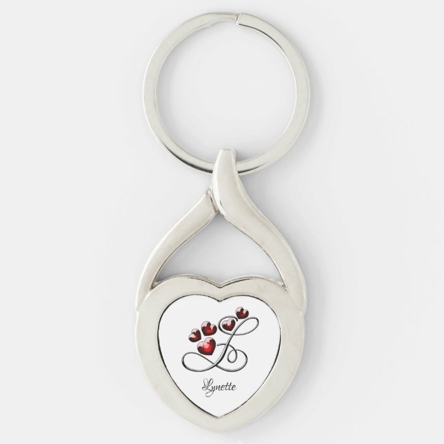 Initial and Hearts Key Ring (Front)