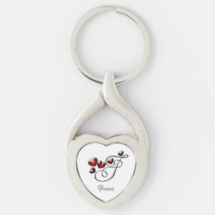 Initial and Hearts Key Ring