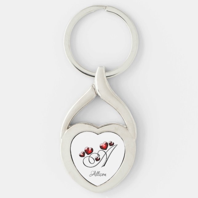 Initial and Hearts Key Ring (Front)