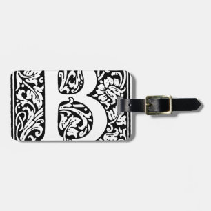 Initial B Monogram. Customised Name Floral Pattern Luggage Tag