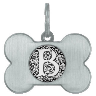 Initial B Monogram. Customised Name Floral Pattern Pet ID Tag
