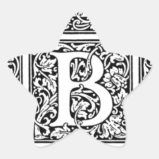 Initial B Monogram. Customised Name Floral Pattern Star Sticker