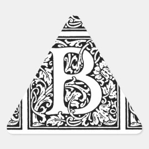 Initial B Monogram. Customised Name Floral Pattern Triangle Sticker