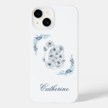 Initial "C" Blue Monogram Calm Floral