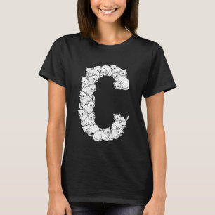Initial C Capital Letter Funny Cat Lover Feline Ki T-Shirt