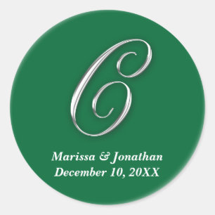 Initial C green monogram custom name favour seal