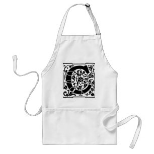 Initial C Monogram. Floral Name Customised Pattern Standard Apron