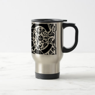 Initial C Monogram. Floral Name Customised Pattern Travel Mug