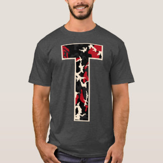 Initial Capital Letter T Camo Alphabet Gift Women  T-Shirt