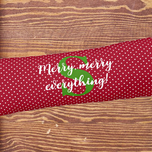 Initial, Christmas Quote, Red & White Swiss Dots Body Cushion