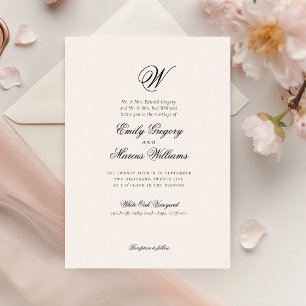 Initial Classic Elegant Last Name Letter Wedding Invitation