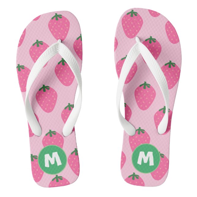 Initial Colourful pretty strawberry in pink patter Jandals (Footbed)