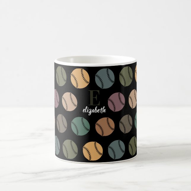 Initial Custom Baseball Gift Retro Sports Lover Coffee Mug (Center)