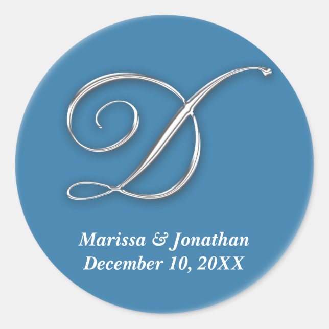 Initial D blue monogram custom name favour seal (Front)