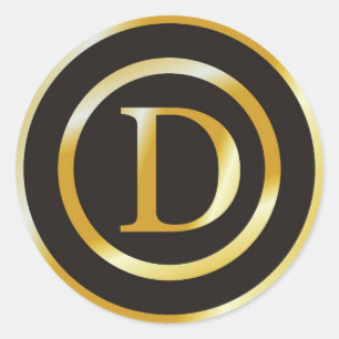 Initial D Gold Monogram Wedding  Stickers