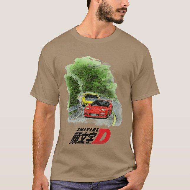Initial D Manga Watercolor Cars Racing friends T-Shirt (Front)