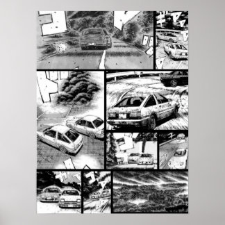 Initial D  Racing  Manga Wall Design Version 2 Poster