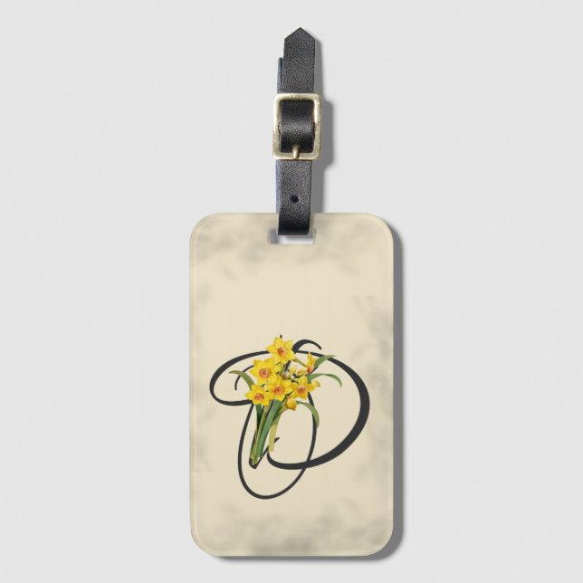 Initial D, Vintage Daffodils Luggage Tag (Front Vertical)