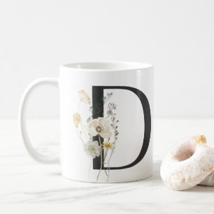 Initial D With Soft colour flower Coffee Mug