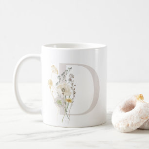 Initial D With Soft colour flower Coffee Mug