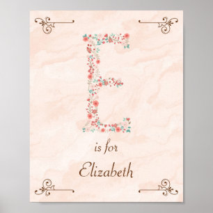Initial E Baby Name Monogram Art Print