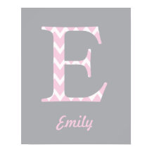 Initial "E" Personalised Chevron Pink Name Poster