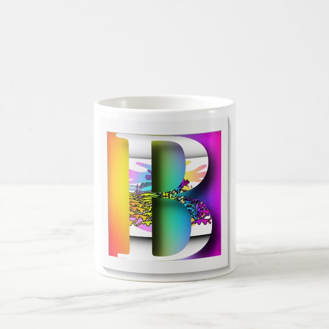INITIAL FLORAL B MONOGRAM COFFEE MUG (Center)